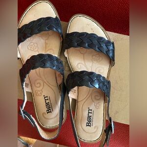 Born Black Braided Sandals Size 8